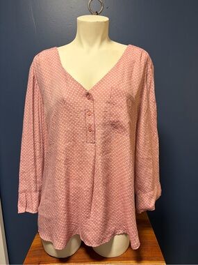 Fred David Dusty Pink Polka Dot Crinkle Blouse